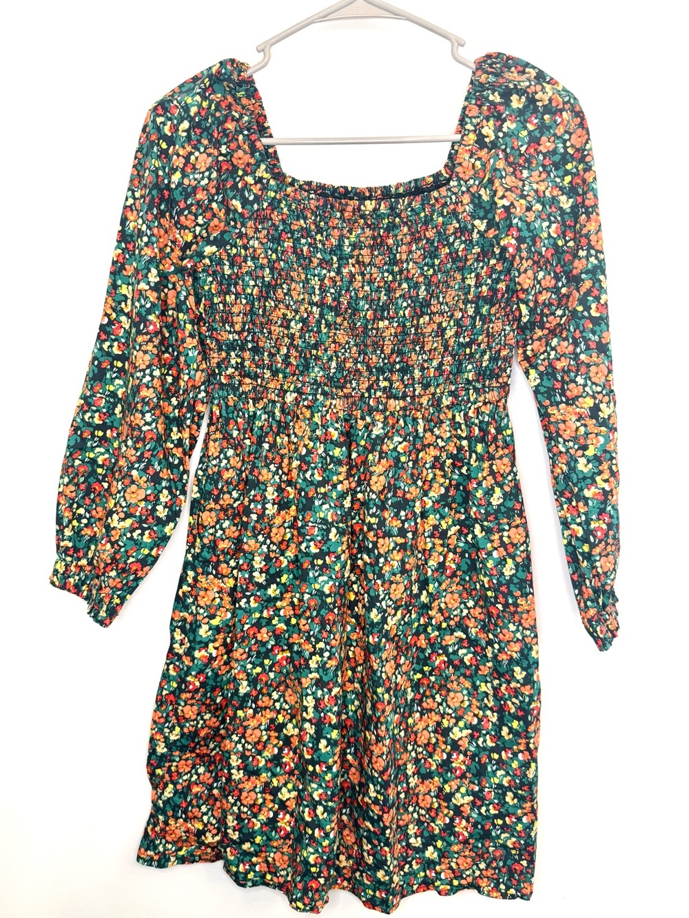 J. Crew GIRLS Green Floral Smocked Casual Dress - Picture 2 of 6